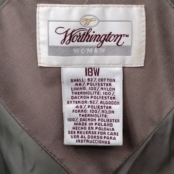 Worthington Classic Thermolite Trench Coat Beige Belted 18W Removable Lining - Picture 10 of 10